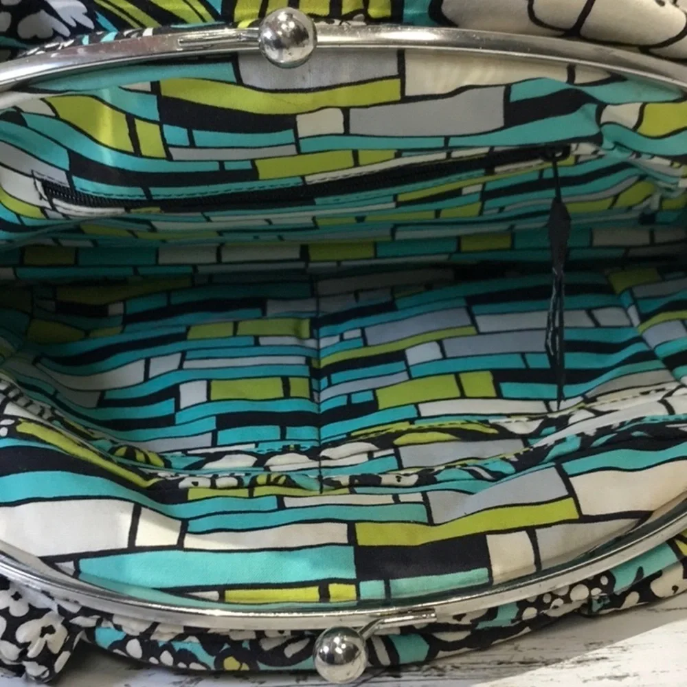 Vera Bradley Women's Green and Blue Kiss Lock Dome Bag